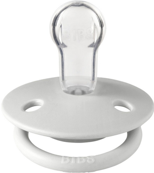BIBS De Lux 圓形矽膠奶嘴, 0~18個月, 霧白色, 1個