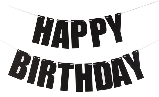 파티짱 생일 파티 레터링 가랜드, 글리터블랙, 1개