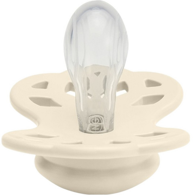 BIBS Infinity 雙扁型矽膠奶嘴, 1個, 0~6個月, 象牙白