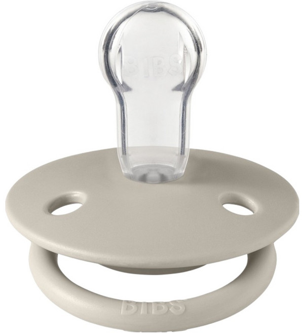 BIBS De Lux 圓形矽膠奶嘴, 0~18個月, 沙灰色, 1個