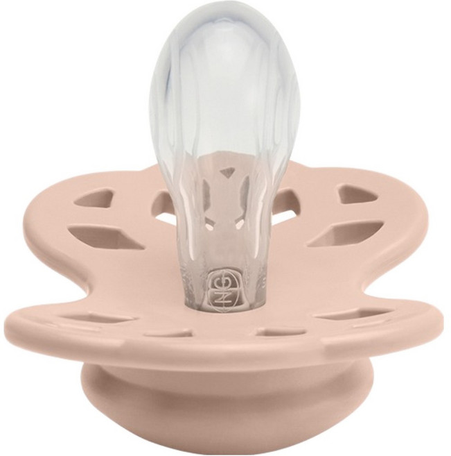 BIBS Infinity 雙扁型矽膠奶嘴, 1個, 0~6個月, 腮紅