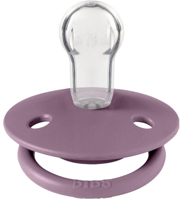 BIBS De Lux 圓形矽膠奶嘴, 0~18個月, 藕紫色, 1個