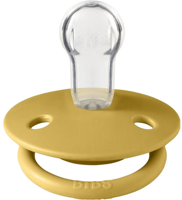 BIBS De Lux 圓形矽膠奶嘴, 0~18個月, 芥末黃, 1個