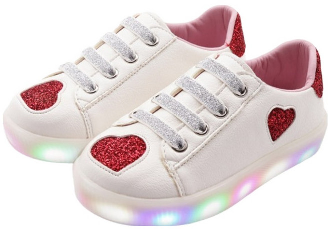 풋풋 글리터 하트 LED 운동화 D-161