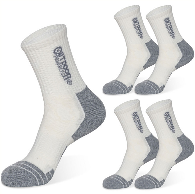 아웃도어프로덕츠 하이킹 중목 양말 5켤레, 아이보리, 5개