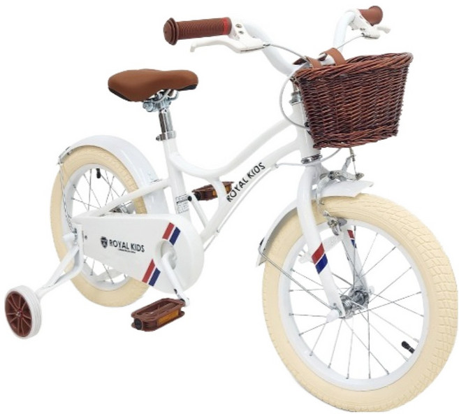 로얄키즈 클래식 어린이 네발 자전거 14인치, 퓨어화이트, 100cm, 1개