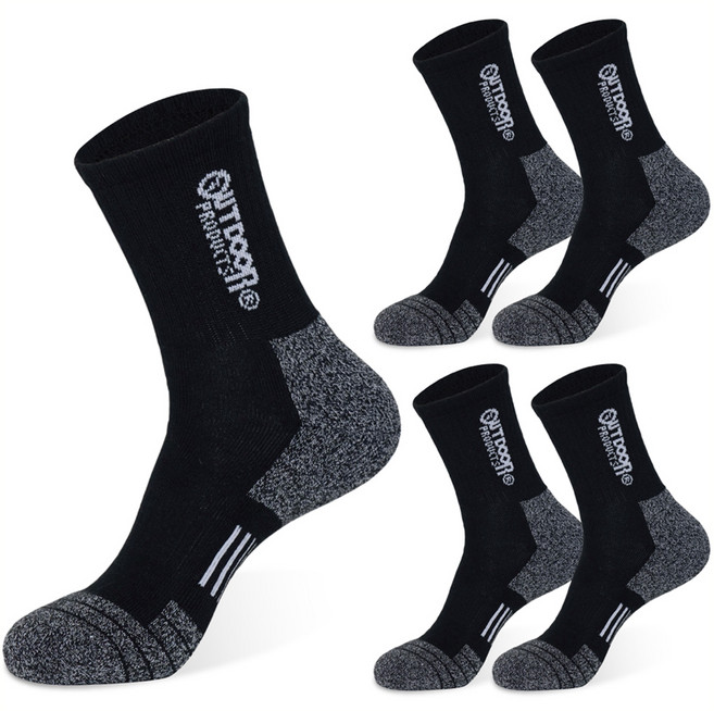 아웃도어프로덕츠 하이킹 중목 양말 5켤레, 블랙, 5개