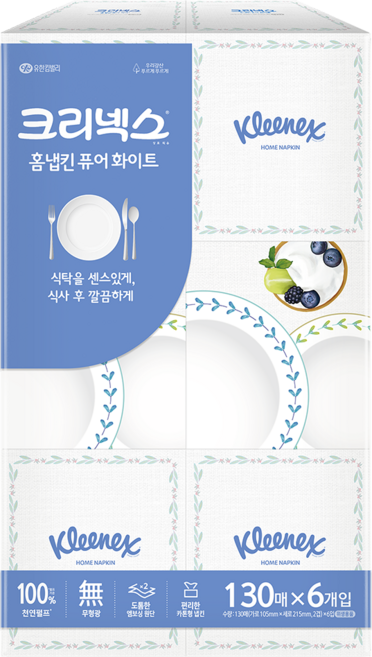 Kleenex 家用餐巾紙 6入組, 1個, 純白色, 780個裝