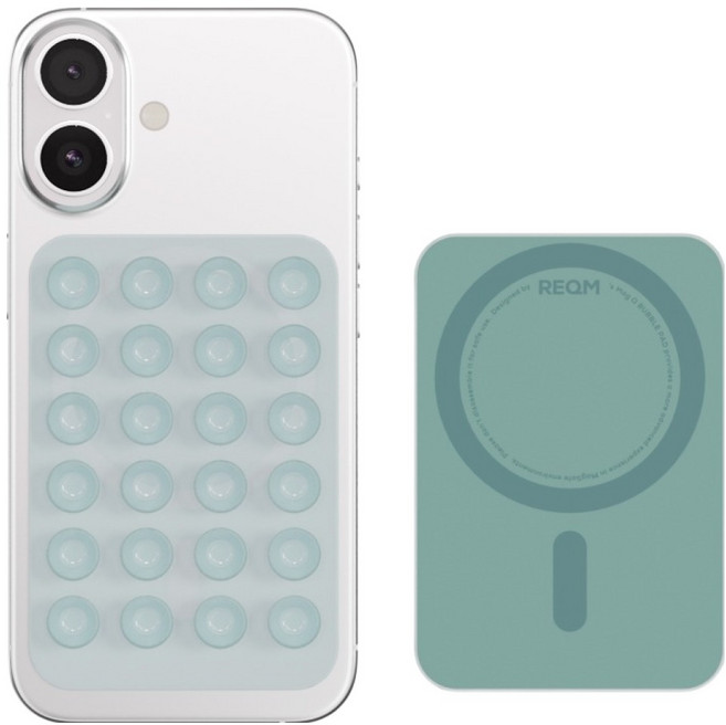 리큐엠 맥세이프 실리콘 흡착 뽁뽁이 버블패드 거치대, 소프트민트, 1개