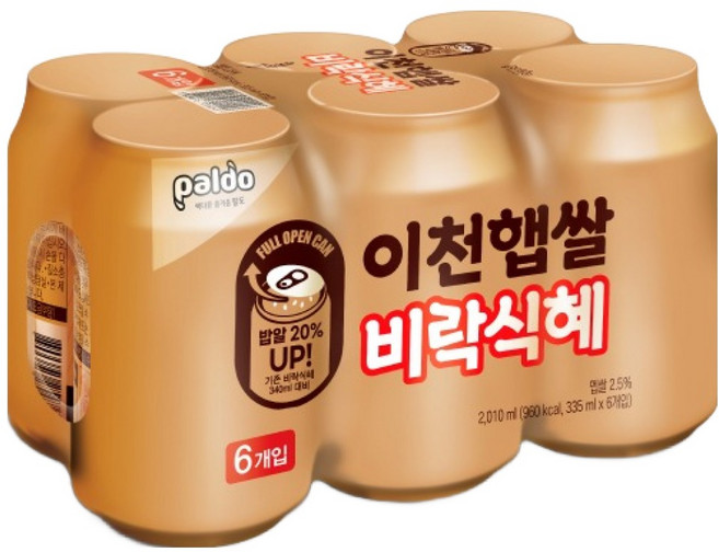 팔도 이천햅쌀 비락식혜, 335ml, 6개
