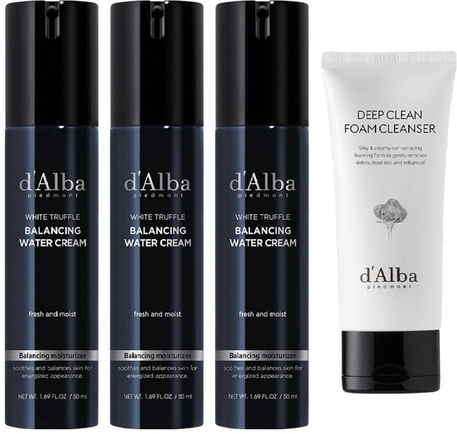 달바 올인원 맨즈 밸런싱 워터 크림 50ml x 3p + 저자극 폼 클렌저 80ml 세트, 1세트