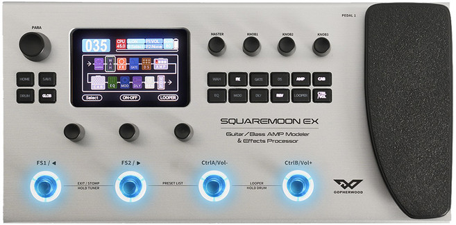 고퍼우드 SquareMoonEX 충전식 일렉기타 베이스 멀티이펙터, 1개