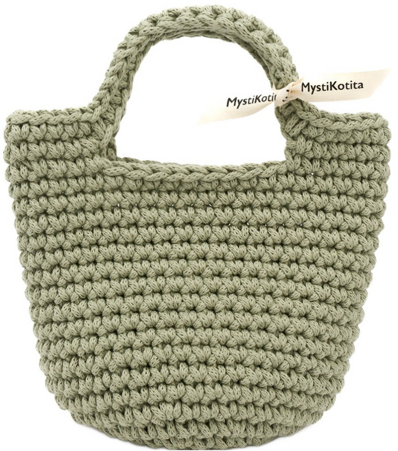 미스티코티타 DIY 심플 이즈 토트 라떼 코바늘 뜨개질 가방 패키지, 그린티라떼, 1개