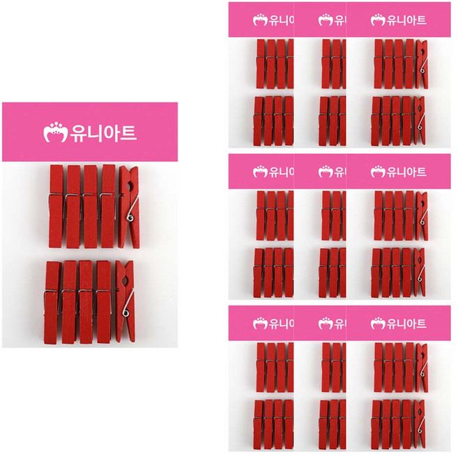 유니아트 1200 나무집게 대 10p, 빨강, 10개