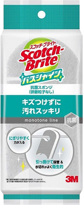 3M Scotch-Brite 百利 衛浴亮光抗菌海綿, 1個, 1個裝, 灰色