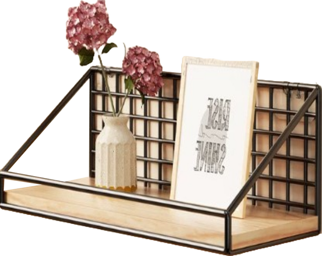 청온가 무타공 우드 벽선반, 브라운, 1단