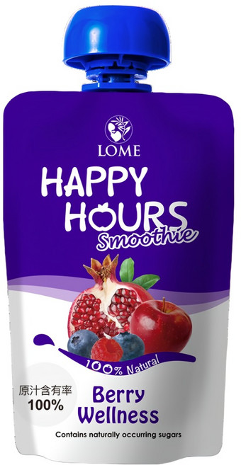 HAPPY HOURS 生機纖果飲 蘋果 + 紅石榴 + 覆盆莓 + 藍莓, 1包, 100g