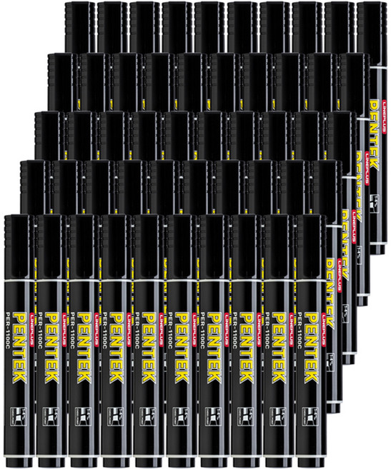 라인플러스 펜텍 유성매직 사각닙, 흑색, 50개