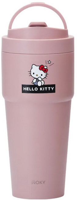 WOKY 沃廚 台灣公司貨 鈦陶瓷渾圓杯 SANRIO聯名款, 1個, 俏麗粉, 770ml