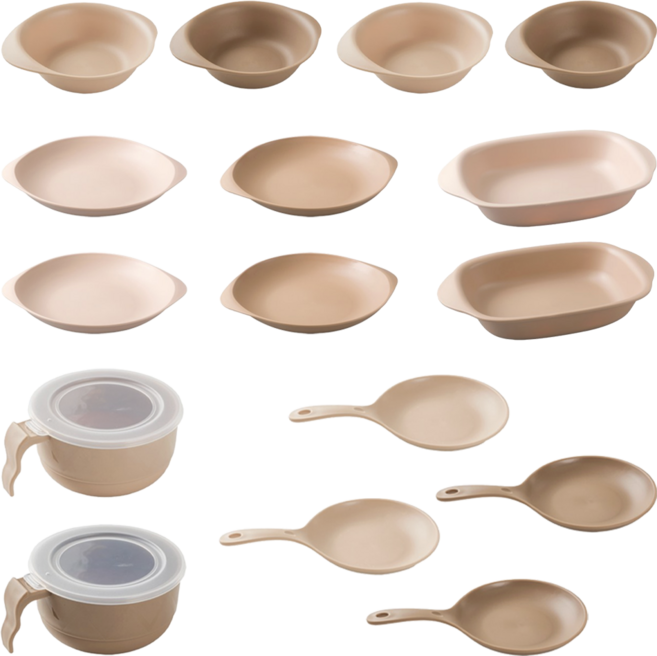 Ahtty home All The Plate 碗盤餐具 18件組, 摩卡 + 米色, 1套