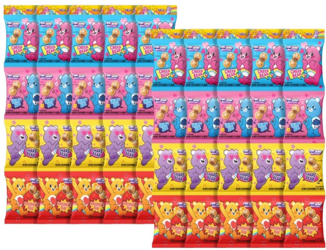 스낵스 케어베어 줄줄이 비스킷 4종 x 10p 세트, 600g, 1세트