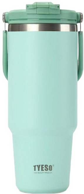TYESO 泰碩 二代 304不鏽鋼手提保溫冰霸杯, 薄荷綠, 1200ml, 1個