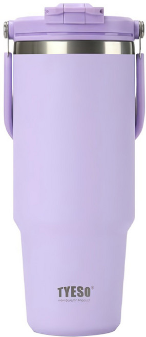 TYESO 泰碩 二代 304不鏽鋼手提保溫冰霸杯, 丁香紫, 1.2L, 1個