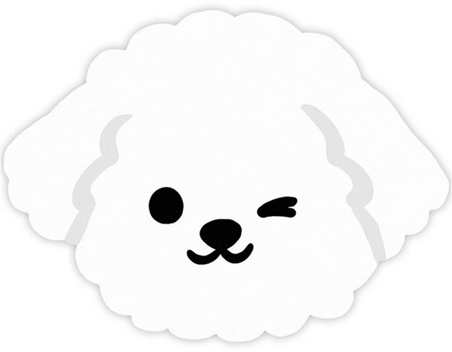 데이소이 사랑스러운 퍼피 반려동물 식기매트 M, 02 화이트 비숑, 1개