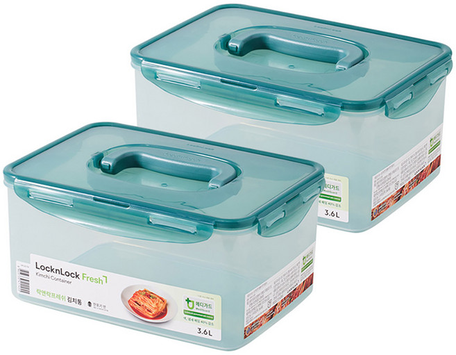 락앤락 프레쉬 MEDI 원핸들 김치통, 3.6L, 2개