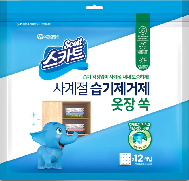 Scott 可麗舒 四季櫥櫃專用除濕劑 12個裝, 360g, 1包