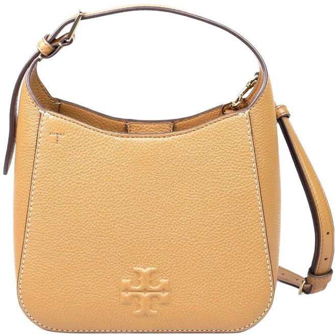 TORY BURCH 素面皮革斜背肩背包 S10144690, 駝色