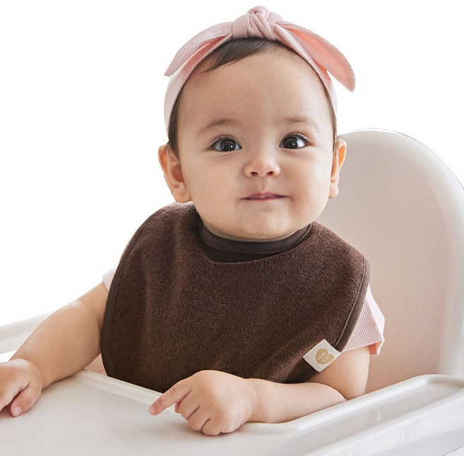 베이비앤아이 테리 빕 스퀘어 턱받이, 브라운, 1개입, 1개