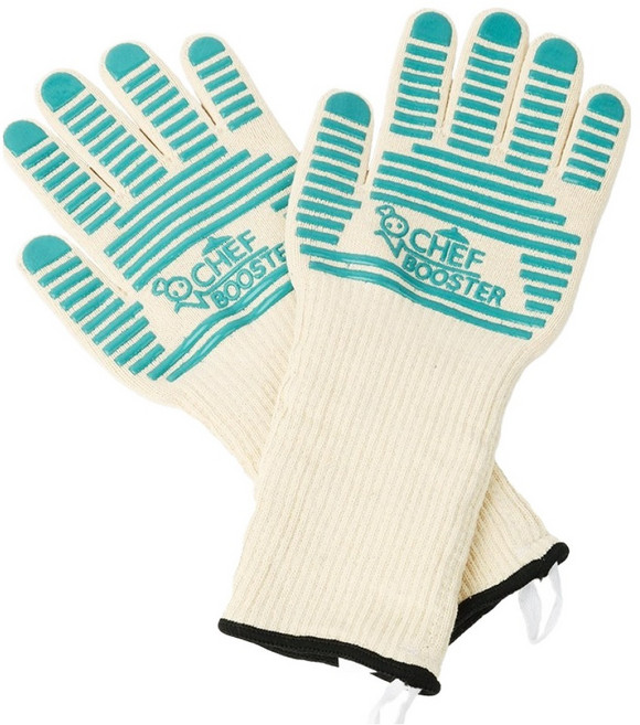 셰프부스터 실리콘 손바닥 손등 전부 코팅 내열 오븐장갑 롱타입 L 160 x 380 mm 양손 세트, 1세트