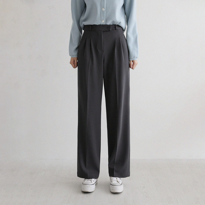 andstyle 女款 短版/長版 雙褶 四向彈力 寬版西裝褲 264954