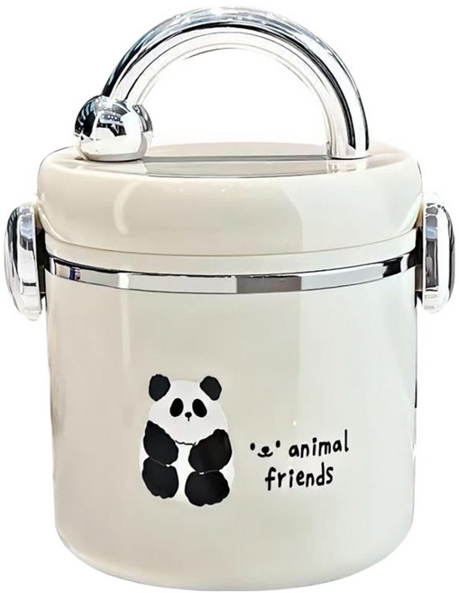 橡合杉 可微波不銹鋼保溫飯盒 1500ml, 奶白色, 1個