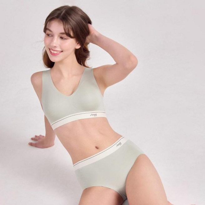 슬로기 투톤 밴드 심리스 브라 + 팬티 세트