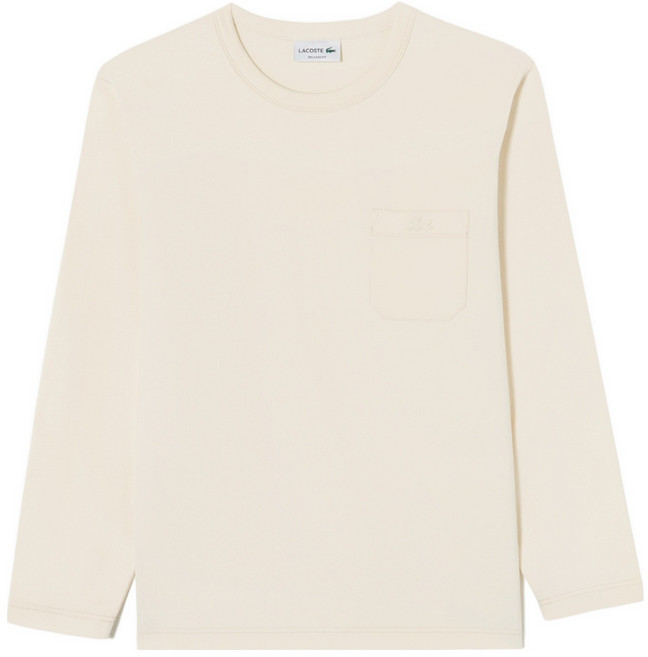 라코스테 남성용 스티치 크루넥 포켓 긴팔 면 티셔츠 TH367E-55N