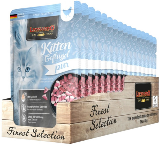 레오나르도 키튼 폴트리 파우치, 닭+오리, 85g, 16개