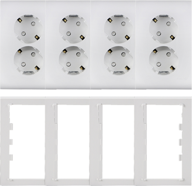 나노 오딧세이 심플 2구 매입콘센트 화이트 4p + 2구 매입보조대 화이트 4p 세트, 1세트