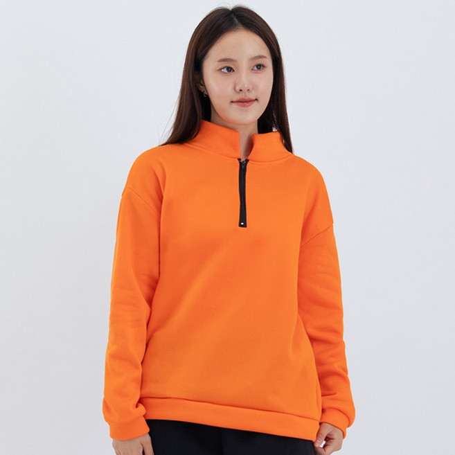 엘쏘 반집업 오버핏 기모 하이넥 맨투맨