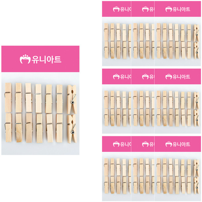 유니아트 1200 나무집게 중, 원목, 10개
