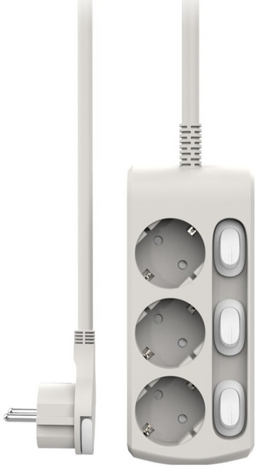 강한박스 16A 개별스위치 납작 멀티탭 3구 KH-3S-0, 1.5m, 그레이, 1개