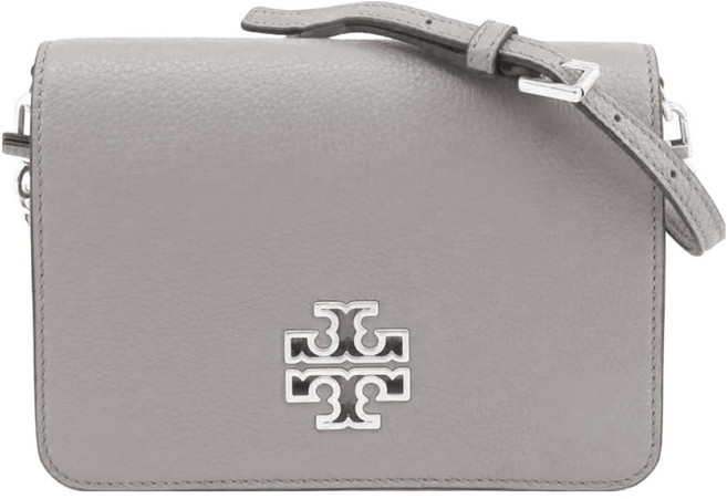 TORY BURCH 雙T-LOGO皮革斜背包, 灰色