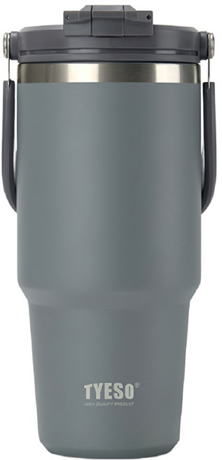 TYESO 泰碩 二代 304不鏽鋼手提保溫冰霸杯, 高級灰, 1050ml, 1個