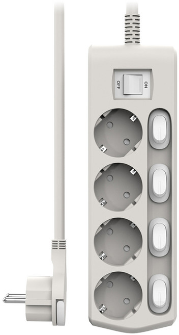 강한 16A 개별스위치 납작멀티탭 4구 KH-4S-005, 1개, 그레이, 50cm