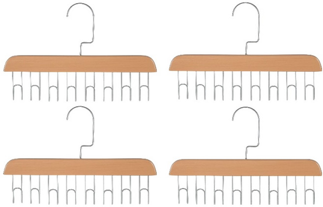 오템 다용도 고리형 옷걸이, 원목색, 4개