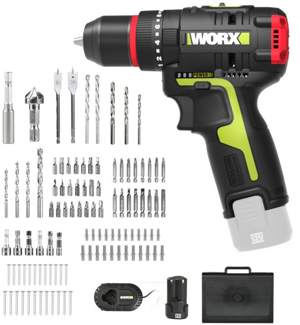 WORX 12V 2.0Ah BL 충전해머드릴 세트 WU131X.5, 1세트