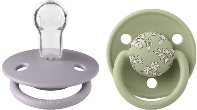 BIBS Liberty De Lux 圓形矽膠奶嘴2個組, 1套, 0~18個月, Capel 灰綠色