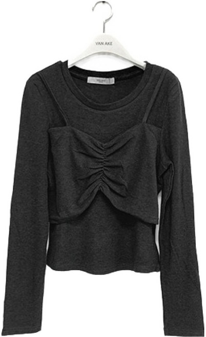 VAN AKE 抓皺無袖長袖上衣