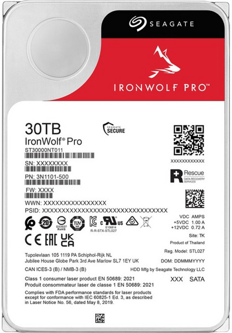 씨게이트 IronWolf Pro HDD, 30TB, ST30000NT011